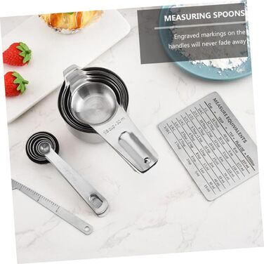 Stainless Steel Measuring Cup and Spoon Set with 7 Cups and 7 Spoons for Cooking and Baking