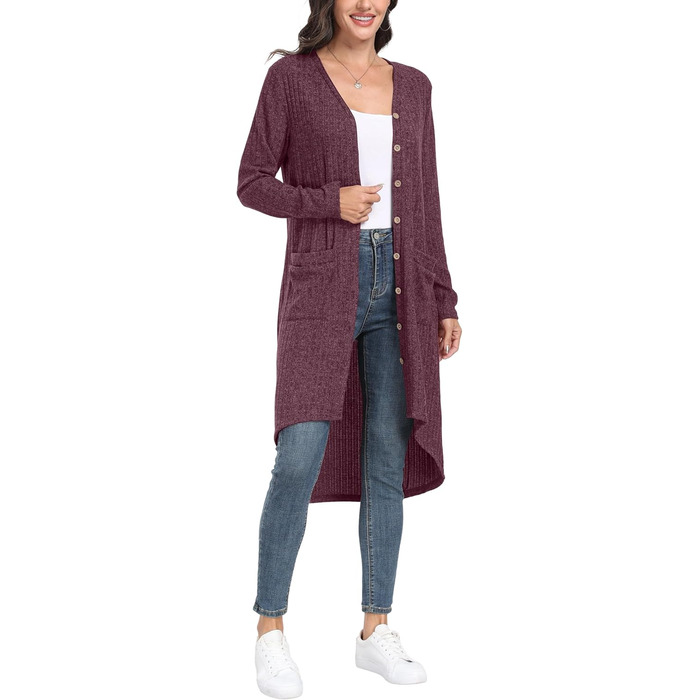 Кардиган жіночий GRECEREE з ґудзиками та V-подібним вирізом, літній (XXL, Рожевий)