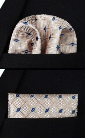 HISDERN Комплект краватки та нагрудного хустинки для чоловіків: стильний бежевий варіант для весілля та особливих подій