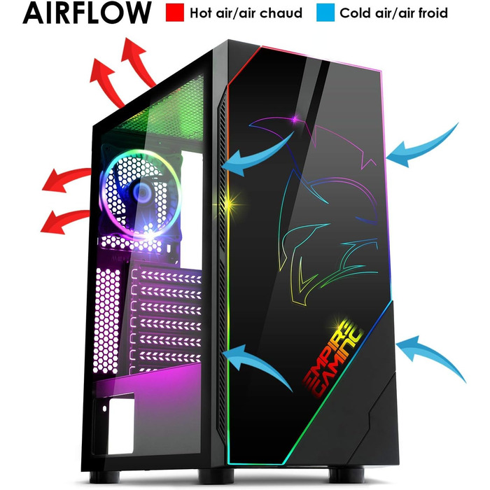 Корпус для ПК EMPIRE GAMING Spartan ARGB: середній ATX-корпус з LED підсвічуванням та скляною панеллю