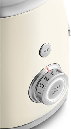SMEG, BLF03CREU, 1.5 L Stand Mixer, 4 Speed Settings, 4 Automatic Programs, Detachable Double Blade, Transparent Lid Opening with Measuring Cap, Non-Slip Base, 800W, Cream