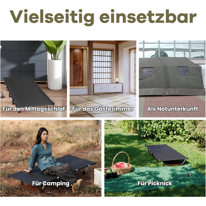 Кемпінгове ліжко Join Nature Ultraleicht: легке, складане, для дорослих, чорне