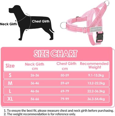 Нашийник для собак середнього та великого розміру з поводком 1,55-1,7 м, м'який та світловідбиваючий, регульований, анти-тяга, для прогулянок (L, Рожевий)