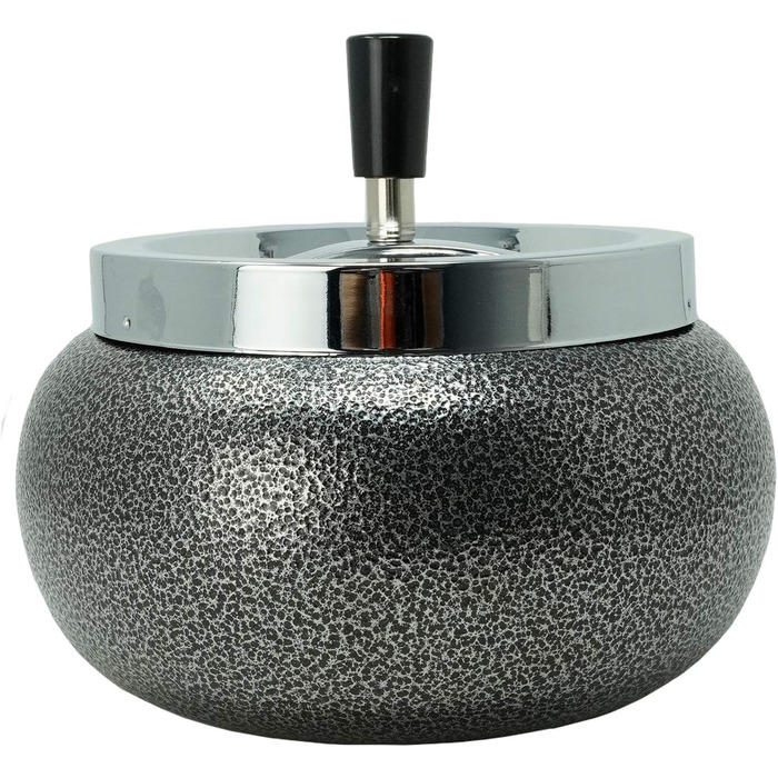 Kogu ashtray for cigarette butts, Jumbo, curved, 17cm (Chrome/Stone Lacquer)