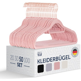 Blumtal Clothes Hangers, 50 Pieces - Velvet Clothes Hangers, 360° Swivel and Load-Bearing - Space-Saving and Non-Slip Clothes Hangers - Pink Velvet Clothes Hangers - Velvet Hangers - Pink Velvet Clothes Hangers