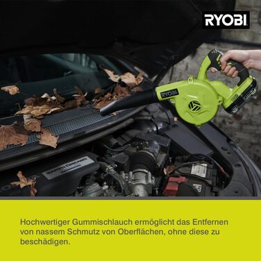 Повітродувка акумуляторна RYOBI 18V ONE+ R18TB-0, 2,9 м³/хв, 200 км/год, без акумулятора та зарядного пристрою