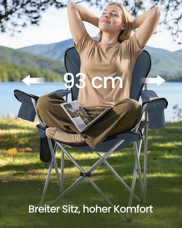 Кемпінговий стілець SONGMICS, розкладний, широкий, з високою спинкою, синій/сірий (GCB005BH0)