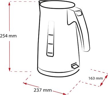 Електричний чайник MELITTA Enjoy Aqua, 1.7 л, 2400 Вт, чорний/червоний, знімний фільтр від накипу