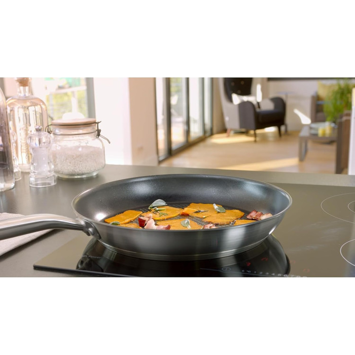 Сковорода Tefal Virtuoso E49106 28 см з антипригарним титановим покриттям та індикатором температури Thermo-Signal | Нержавіюча сталь | Індукція | Гарантія 10 років