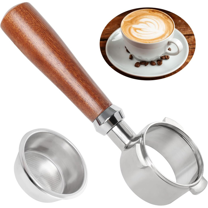 Бездонний портафільтр Baoweihua 54 мм для кавомашин Breville/Sage Barista 870/875/878/880, нержавіюча сталь, сріблястий