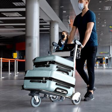 Набір валіз LEADZM 3 шт. з роликами, великий, жорсткий ABS+PC, телескопічна ручка, ручна поклажа (м'ятний)