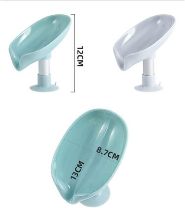 Набір з 2 мисок для мила з водовідведенням, зелено-сірого кольору. Підходить для кухні та ванної кімнати. Без свердління, для твердого шампуню.