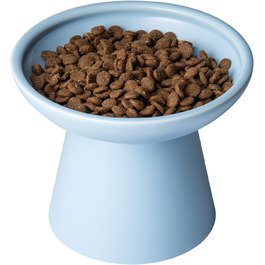 Керамічна миска для котів з піднятою платформою, 2 шт., блакитна - запобігає нудоті, комфортна для вусів