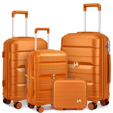 Чохол-валіза Sea Choice з поліпропілену, розширюваний, ручна поклажа, 4-х частинний набір, з TSA замком (Оранжевий)