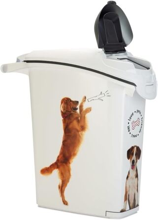 Контейнер для сухого корму для собак CURVER, великий, герметичний, 23 x 50 x 50 см, 10 кг, білий