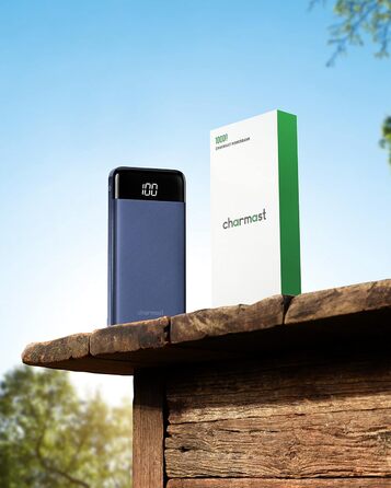 Power Bank Charmast 10000mAh з 6 виходами, USB-C, LED-дисплеєм, 4 кабелями, блакитний