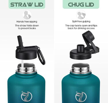 Термопляшка HydroPal 1.2л (1200мл) нержавіюча сталь, BPA-free, зелений/темно-зелений: для спорту, подорожей, кемпінгу. З трубочкою та двома кришками.