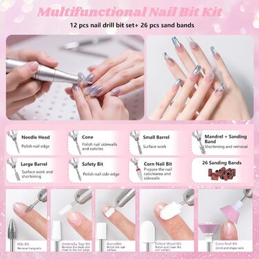 Електричний нагрівач для нігтів 2-в-1, професійний, 45000 об/хв, манікюрний набір, фрезер для гелю та акрилу