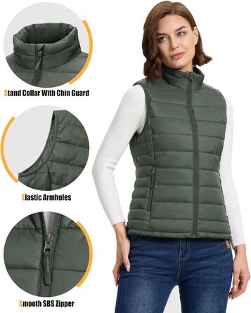 Стежка жилетка Outdoor Ventures для жінок, армійного кольору, розмір XL - тепла спортивна жилетка для туризму та велоспорту