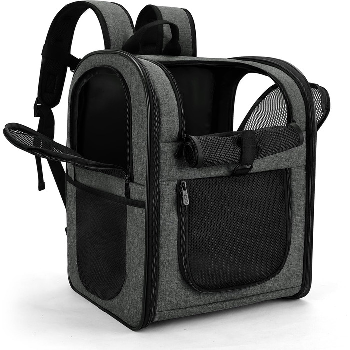 Рюкзак для собак та котів Apollo Walker - для малих тварин (2-15 кг), з підтримуючим каркасом, дихаючий, сірий - для походів, подорожей, активного відпочинку