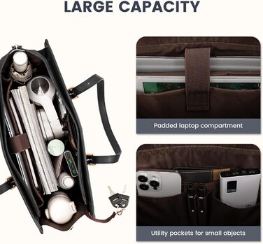 Сумка для ноутбука LOVEVOOK жіноча, сумка-шопер для роботи, університету, офісу, 17.3 дюйми (чорно-біла)