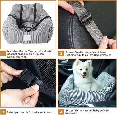 CALIYO Dog Car Seat, Seat Belt - Washable Dog Car Seat in Black/White for Small, Medium & Large Dogs, Dog Seat Car Backseat, Dog Bed Car, Dog Basket Car, Dog Car Seat. Black/White
