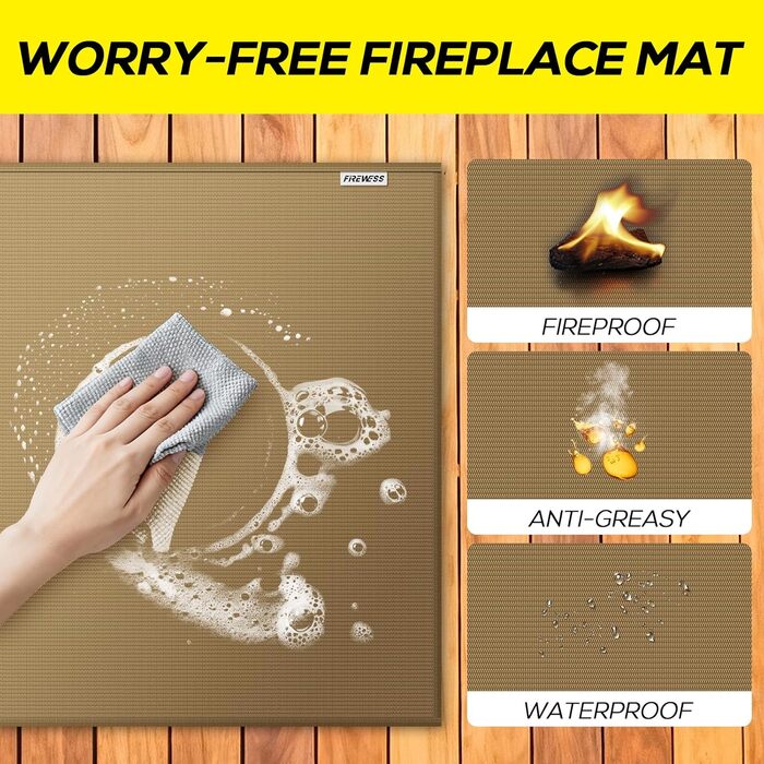 Килимок під гриль, захист від вогню, 105x60 см, для газового гриля, силікон-склотканина, коричневий