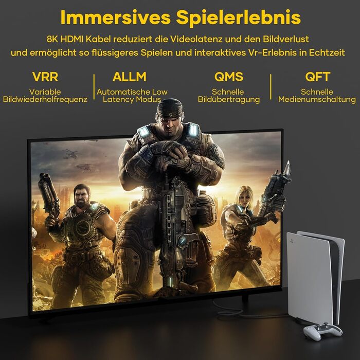HDMI 2.1 кабель 3 метри: 8K, 48Gbps, Ultra Highspeed, HDR10, eARC, 3D, HDCP 2.2/2.3, сумісний з PS5/PS4, X-Box, HDTV, Blu-ray, монітор, ноутбук