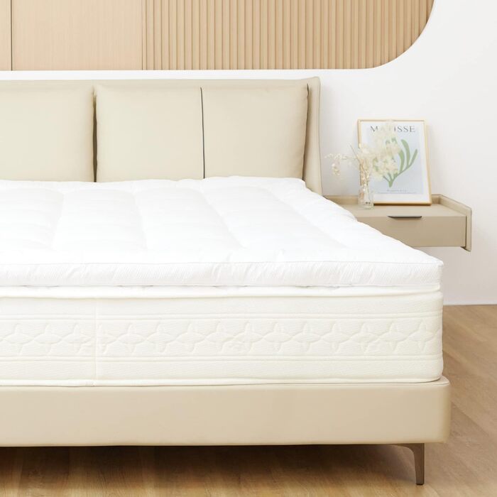 Sweetnight 3D Ultra Soft Mattress Topper Microfibre Polyester Durable Breathable Mattress Pad Mattress Topper Super Soft Fluffy Mattress Cover 120 x 190 x 6 cm White