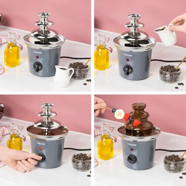 Шоколадний фонтан Tristar CF-1603 з нержавіючої сталі, 3 рівні, 0,4 л, функція підігріву, 32 Вт