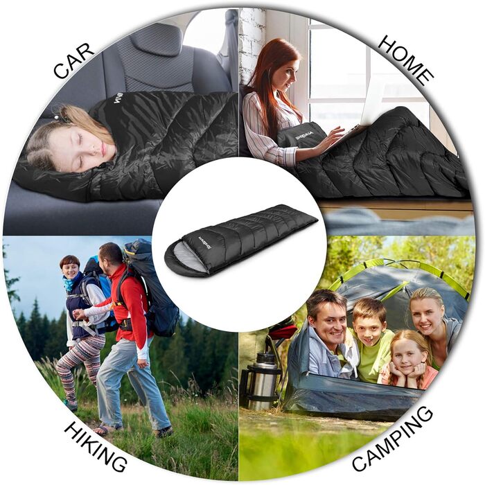 Спальний мішок для кемпінгу Outdoor, літо/зима, 3-4 сезони, дорослий/дитячий, ультралегкий, водонепроникний, чорний