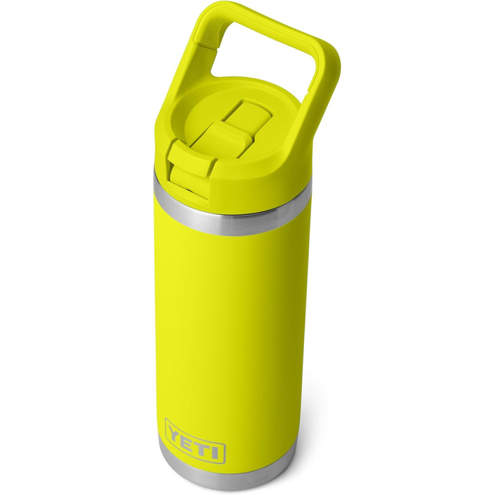 YETI Rambler C Straw Bottle, Stainless Steel Vacuum Insulated Bottle with Straw Cap, Firefly Yellow, 18 oz (532 ml)