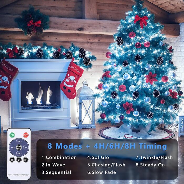 Ланцюжок прикрас LED 10м, 100 світлодіодів, тепле біле світло, з таймером, вологостійкий, для декору на Різдво, весілля, свята, балкона, саду