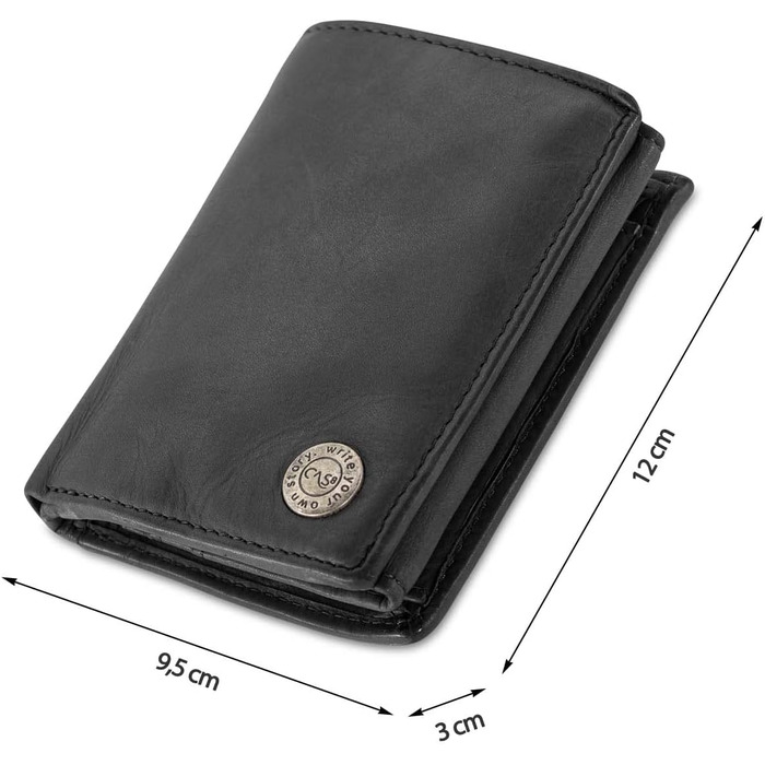 Cas8 Portmonee for Men MATS, Vertical Wallet, 100% Leather Wallet, Wallet with RFID Protection & 9 Card Slots, Flip-Up Wallet with Flap, Graphite