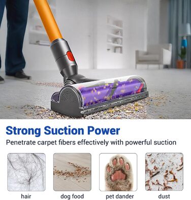 Насадка-турбощітка DAMAIYI для пилососів Dyson V7, V8, V10, V11, V15 - універсальна, для килимів, підлоги, плитки, з прямим приводом