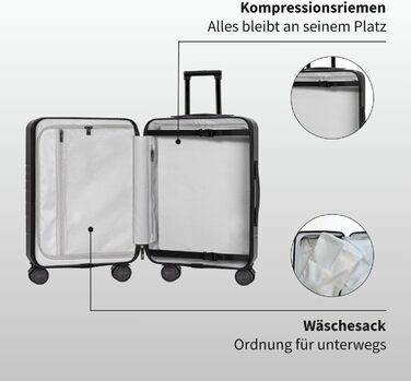 Валіза ETERNITIVE з полікарбонату та ABS: легка, з колесами 360°, з TSA-замком, для ручної поклажі (Оливковий, Чорний, Набір 2 шт. S + M)