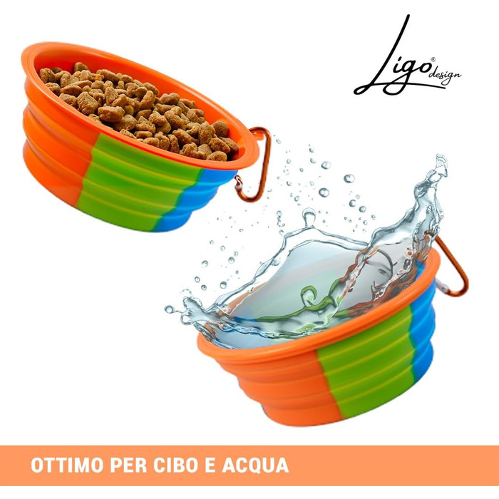 Набір мисок для собак Ligo EBBY (2 шт.) - дорожні, складні, 650 мл, темно-сірий