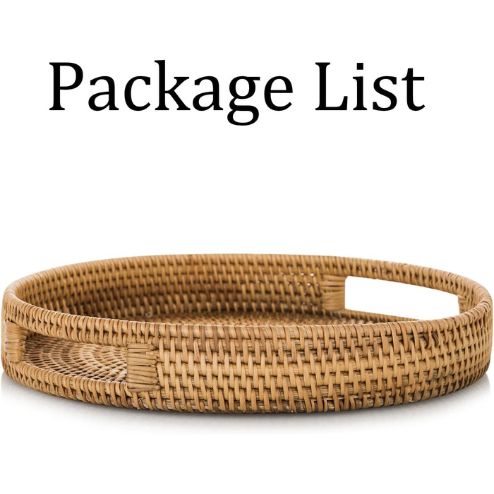 Sziqiqi Rattan Serving Tray with Handles 35cm Hand-woven Wicker Tray Rattan Tray Rustic Decorative Tray for Breakfast, Drinks, Snacks, Bread for Coffee Table Bar Dinner Parties