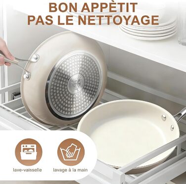 Пательня керамічна 24 см з антипригарним покриттям, індукційна, для духовки та посудомийної машини, алюмінієва з ручкою з нержавіючої сталі