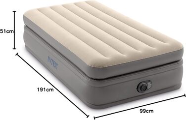 Надувний матрац Intex Twin Comfort Fiber-Tech RP 99x191x51 см (64162) - односпальний, підвищеної висоти