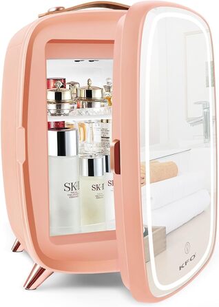 Mini Cosmetic Cooler with LED Mirror - 6 Liter Portable Makeup Fridge with 3 Light Modes (Bright/Dim/Star Light) & Quiet Operation