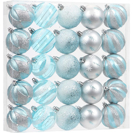 Декоративна куля на ялинку Sea Team з малюнком та блискітками, блакитна (60 мм)