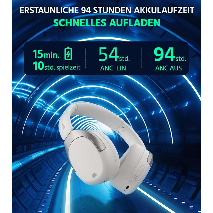 Edifier W830NB Бездротові навушники Over-Ear з ANC -45dB, 94год. акумулятор, LDAC Hi-Res звук, Spatial Audio, швидка зарядка, Bluetooth V5.4 (пісочний)