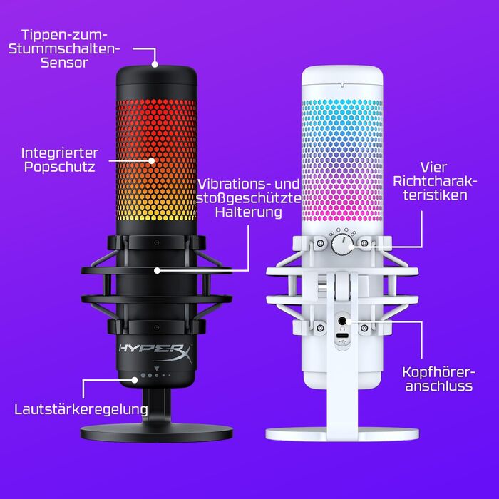 Мікрофон HyperX QuadCast S RGB USB з поп-фільтром для PC, PS4, Mac, Streaming, Gaming, Twitch, YouTube, Discord