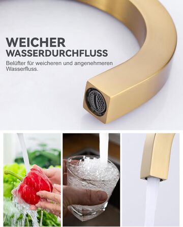 Кран кухонний поворотний 360°, з нержавіючої сталі, для кухні, вантажівки, ванної кімнати (B Gold)