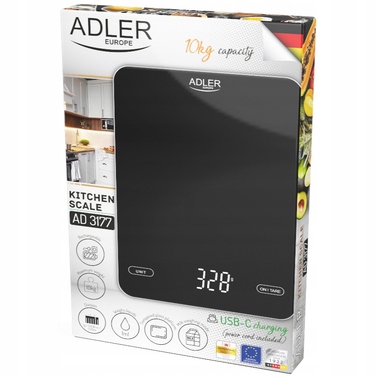 Кухонний ваги ADLER AD3177B, чорні, до 10 кг