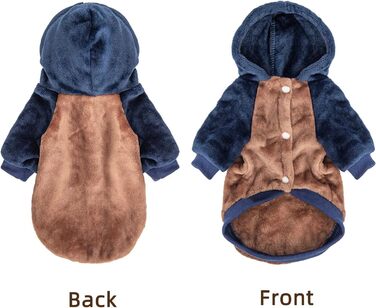 FabriCastle Dog Hooded Sweatshirt for Small Dogs, Boys and Girls, Dog Clothes, S, XS, XXS, Puppy Sweatshirt, Pet Outfit, Cat Clothes, Super Soft, Warm, Snap Closure (Camel-Navy)