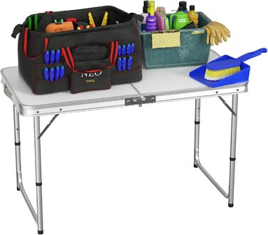 Складний алюмінієвий стіл для пікніка, кемпінгу, саду та вечірок 120x60x70 см, регульована висота