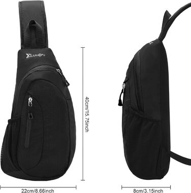 Чоловіча нагрудна сумка Sciphylia Sling Bag – рюкзак через плече, антикрадіжка, для подорожей, спорту та активного відпочинку, чорний