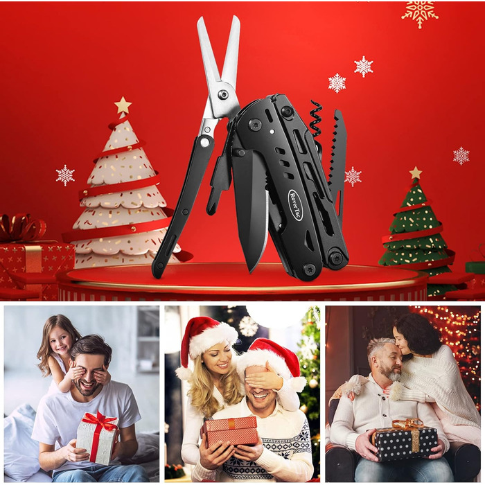 RoverTac Multitool Pocket Knife Tool Gifts: 18-in-1 Multifunction Tool Camping Accessories, Multitools Folding Knife Pliers Scissors Saw Corkscrew Bottle Opener, 9-Pack with Nylon Sheath